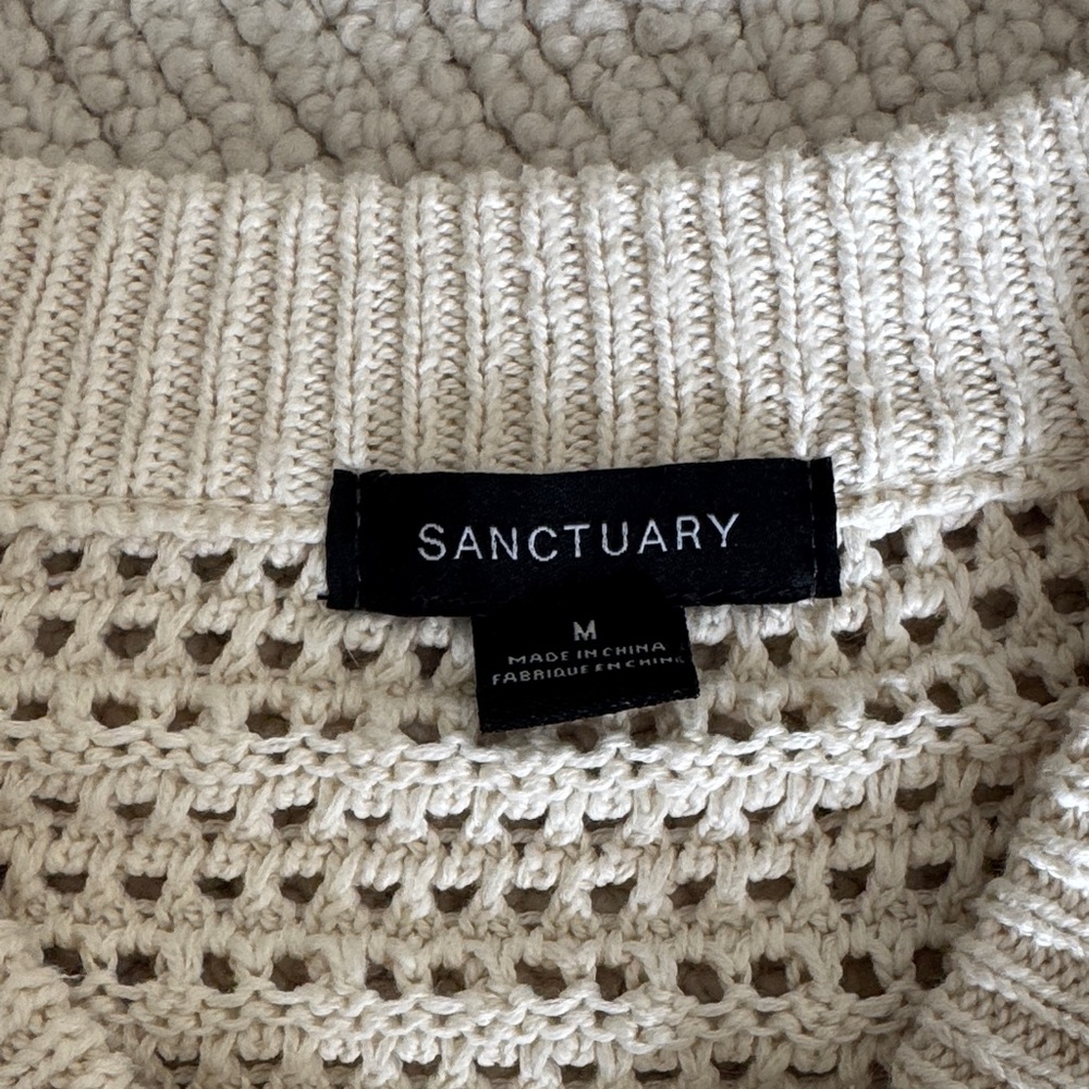 Sanctuary Cream Open-Weave Zip Cardigan - Picture 2 of 3